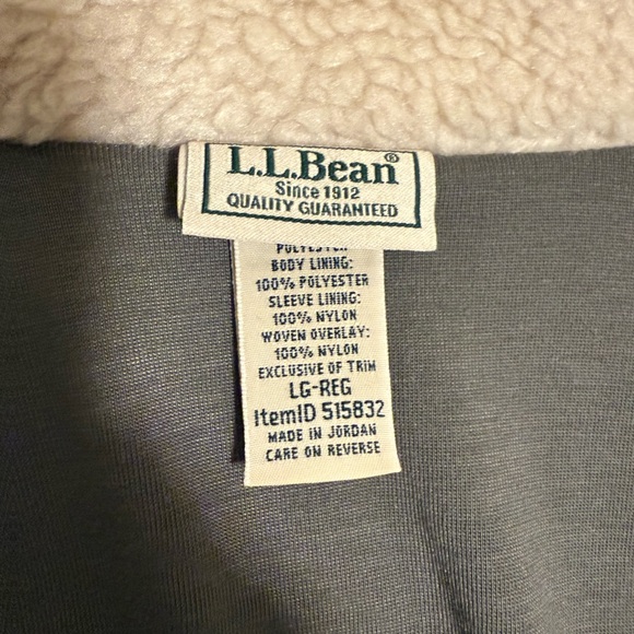 L.L. Bean Cream and Gray Sherpa Fleece Jacket - Picture 3 of 6